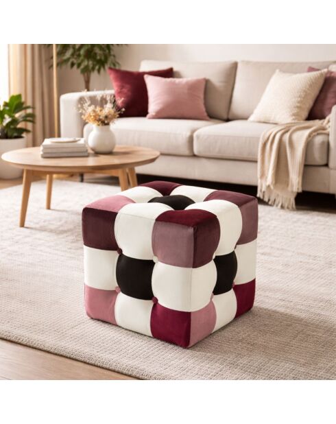 Pouf Patchwork v2 multicolore - 43x42x42 cm