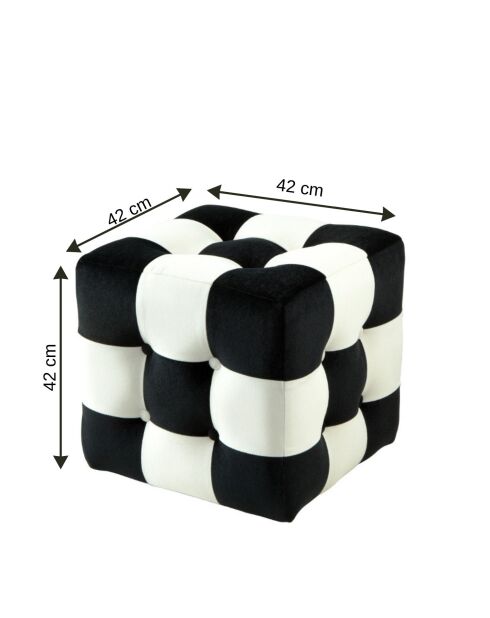 Pouf Patchwork noir, blanc - 42x42x42 cm