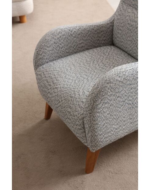 Silla con alas Belle Bergère, color crema, azul, 70 x 75 x 85 cm