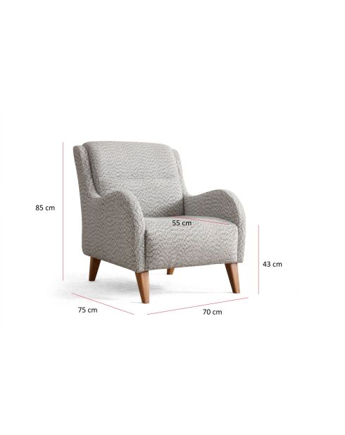 Silla con alas Belle Bergère, color crema, azul, 70 x 75 x 85 cm