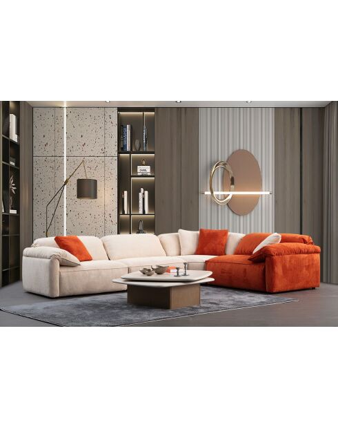 Canapé d'angle Flamingo Corner 3 crème orange - 335x250x105x80 cm