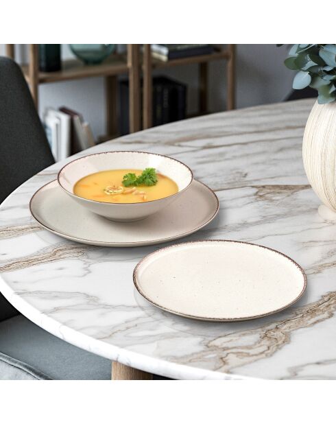 18-delige Yumi beige aardewerkset