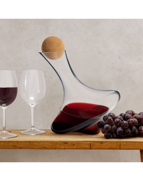 Karaffe mit Drehverschluss 1,3 l mit Korkverschluss Mundgeblasenes Glas, Kork