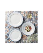 Scala Geschirrset aus weißem und blauem Porzellan, 18-teilig