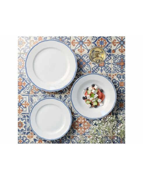 Scala serviesset van wit/blauw porselein - 18 stuks