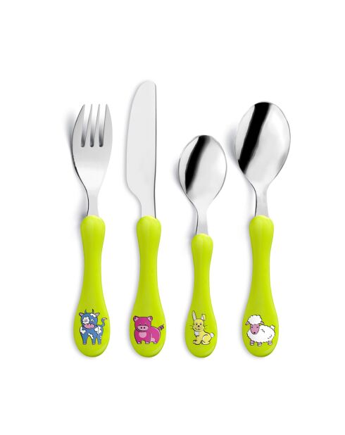 4 Couverts Enfants Animiam vert anis
