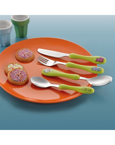 4 Couverts Enfants Animiam vert anis