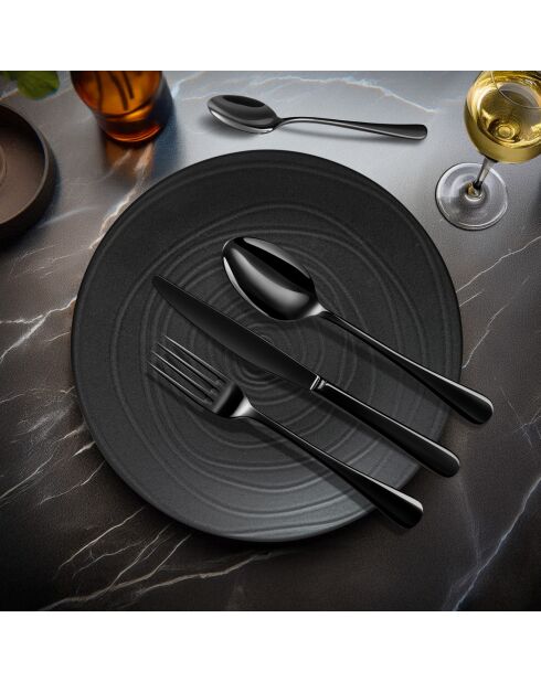 Clipper schwarzes Besteckset - 24-teilig