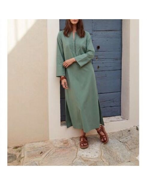 Vestido de popelina verde Mathilde Aspen