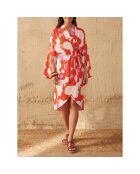 Vestido largo combinado rosa Maravoile estilo Anae de los años setenta