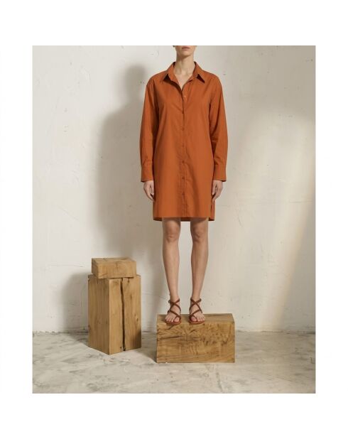 Vestido camisero largo color albaricoque básico Dina