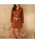 Vestido camisero largo color albaricoque básico Dina