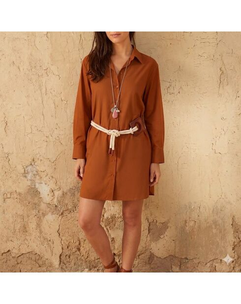 Vestido camisero largo color albaricoque básico Dina