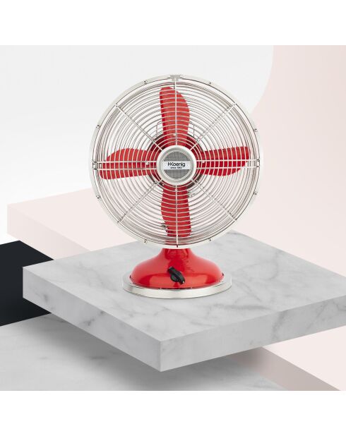 JOE50 Design, leiser Lüfter aus rotem Metall, D.25 cm