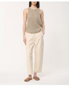 Hose Unia aus ecrufarbener Baumwollgabardine, Länge 7/8