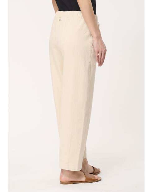 Hose Unia aus ecrufarbener Baumwollgabardine, Länge 7/8