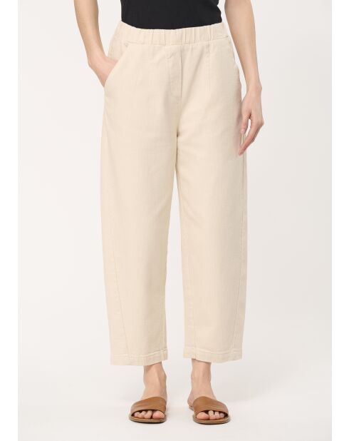 Hose Unia aus ecrufarbener Baumwollgabardine, Länge 7/8