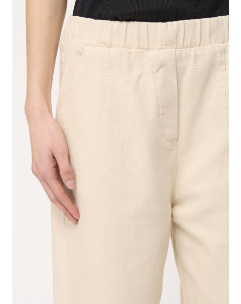 Hose Unia aus ecrufarbener Baumwollgabardine, Länge 7/8