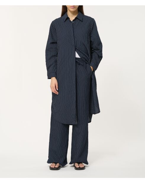 Marineblauwe broek met wijde pijpen van modal Jakota