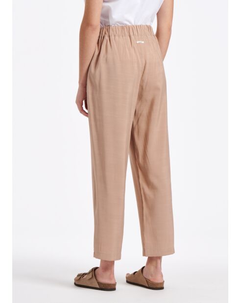 Tarik Desert Beige Zigarettenhose aus strukturierter Viskose