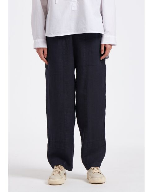 Bob marineblauwe linnen 7/8 broek