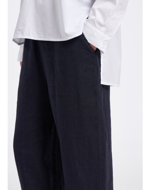 Bob marineblauwe linnen 7/8 broek