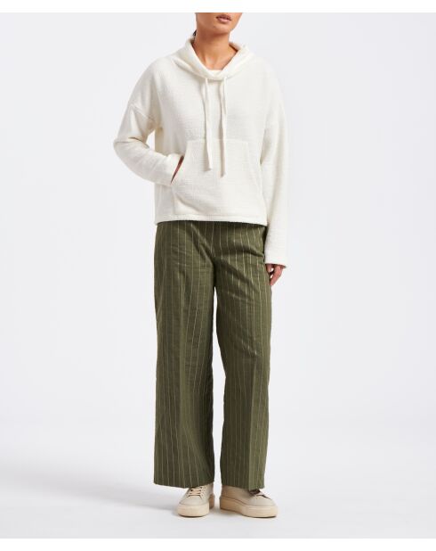 Pantalon droit en coton en coton gauffré à rayures Blessi kaki