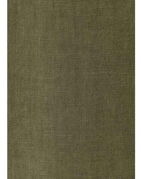 Jiroshi khakifarbene Leinenhose mit weitem Beinschnitt