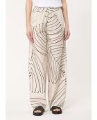 Weite Baumwollhose Jusanka mit ecrufarbenem Pflanzenprint