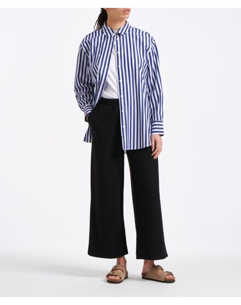 Pantalones anchos Sophia con solapa grande en jersey negro con hebilla