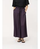 Bristom Hose aus pflaumenfarbenem Satin mit weitem Bein