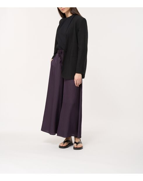 Bristom Hose aus pflaumenfarbenem Satin mit weitem Bein