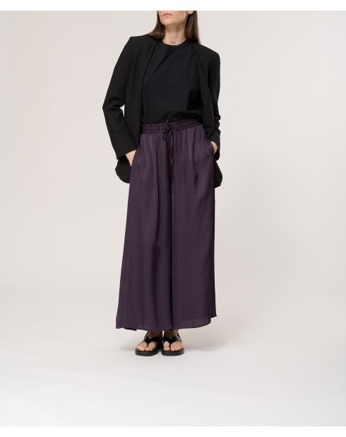 Bristom Hose aus pflaumenfarbenem Satin mit weitem Bein