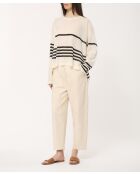 Maglione a righe in maglia leggera ecru/nero Jairam