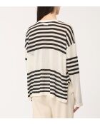 Maglione a righe in maglia leggera ecru/nero Jairam