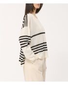 Maglione a righe in maglia leggera ecru/nero Jairam