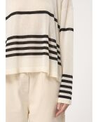 Maglione a righe in maglia leggera ecru/nero Jairam