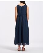 Vestido midi de voile de algodón azul marino Buffy