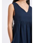 Vestido midi de voile de algodón azul marino Buffy