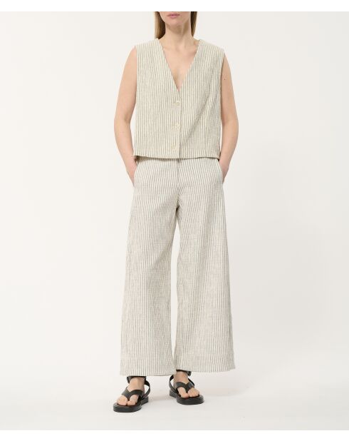 Taylor hellgraue weite Baumwollhose mit geprägten Streifen