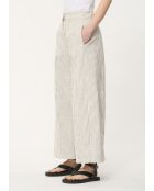Taylor hellgraue weite Baumwollhose mit geprägten Streifen