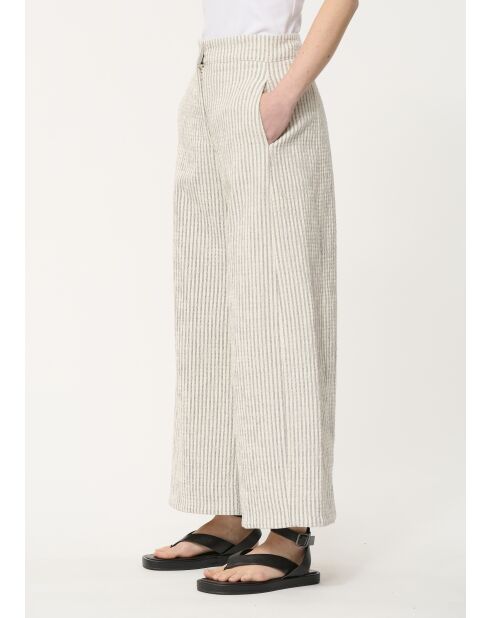 Taylor hellgraue weite Baumwollhose mit geprägten Streifen