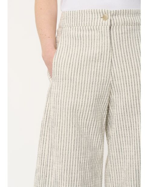 Taylor hellgraue weite Baumwollhose mit geprägten Streifen