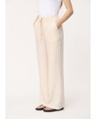 Jiroshi ecrufarbene Leinenhose mit weitem Bein