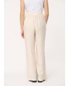 Jiroshi ecrufarbene Leinenhose mit weitem Bein