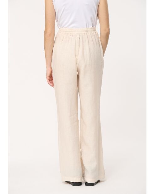 Jiroshi ecrufarbene Leinenhose mit weitem Bein