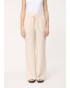 Jiroshi ecrufarbene Leinenhose mit weitem Bein