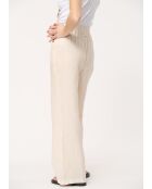 Jiroshi ecrufarbene Leinenhose mit weitem Bein