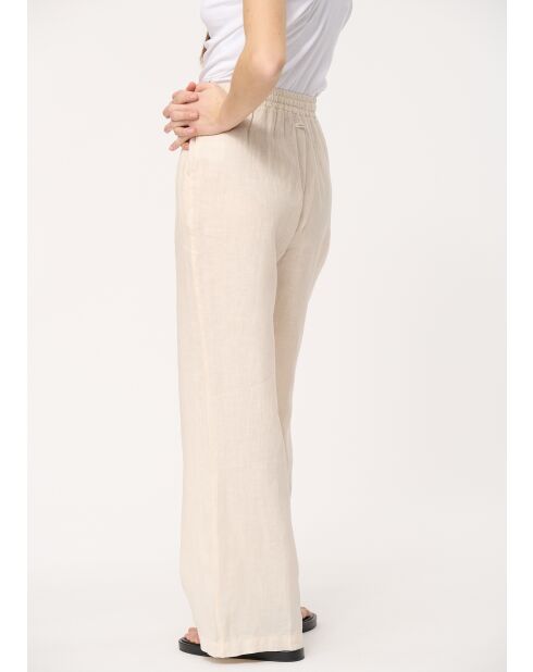 Jiroshi ecrufarbene Leinenhose mit weitem Bein