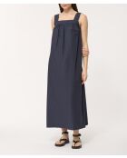 Marineblaues langes Kleid aus Baumwollpopeline